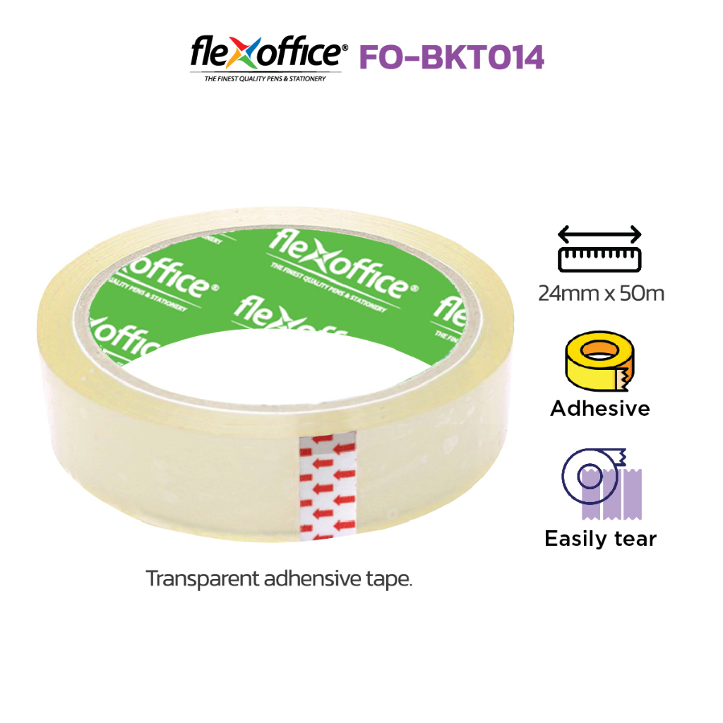 FlexOffice Clear Packing Tape FOBKT014 24mmx50m Transparent
