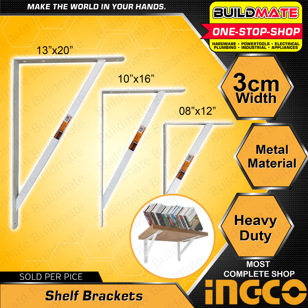 BUILDMATE Ingco Shelf Bracket 8x12" 10x16" 13x20" Inch Triangle