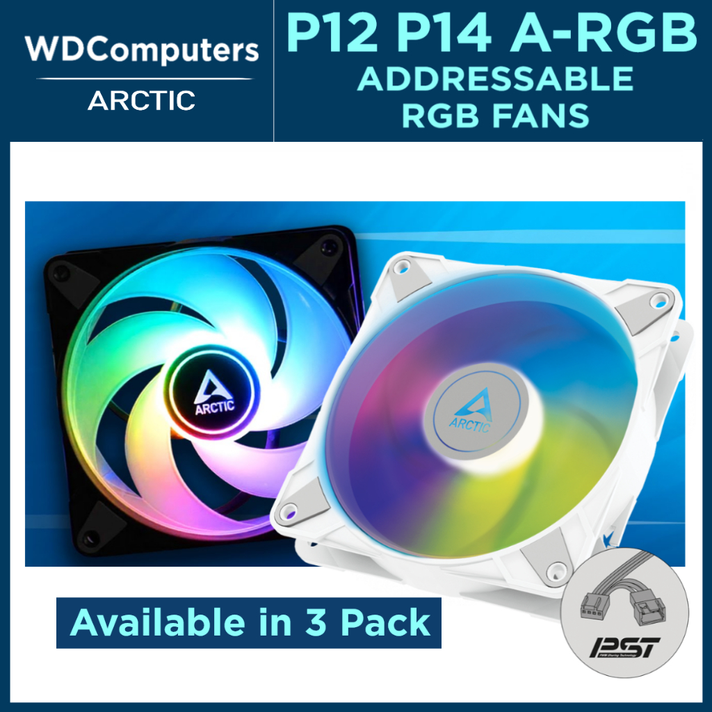 Arctic P12 / P14 PWM PST A-RGB Fan. P12 - 2000rpm / P14 -1900RPM. Black ...