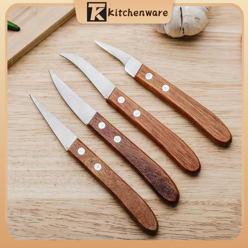Fruit Carving Knife 4 PCS Set Small Professional Chef Wooden handle