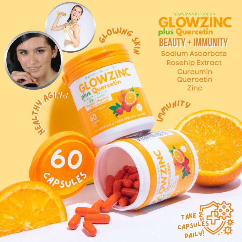 GLOWZINC Whitening Vitamin C 60 capsules ANTIAGING ANTICANCER ANTI