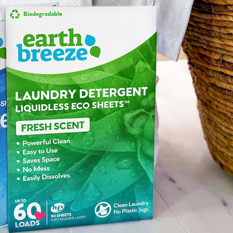 Earth Breeze Liquidless Laundry Detergent Sheets Fresh Scent (Authentic