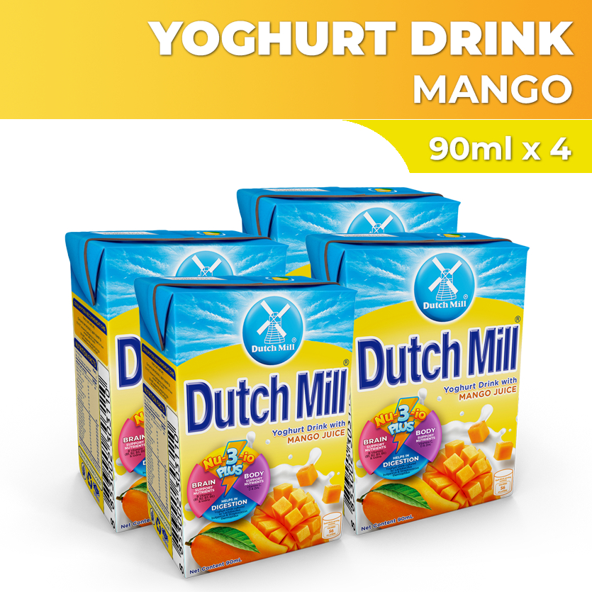 Dutch Mill Yoghurt Drink Mango Fruits Juice 90ml x 4 | Shopee Philippines