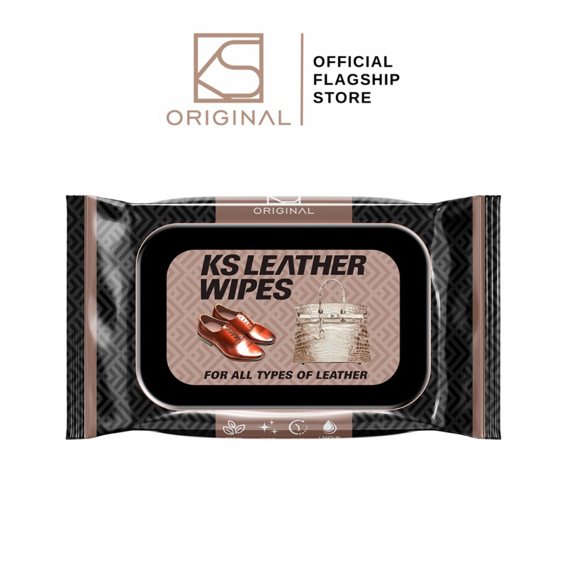 KSORIGINAL KS Leather Wipes Premium Wipe Safe Clean Bag Shoe Sofa Shine Protect Restore With