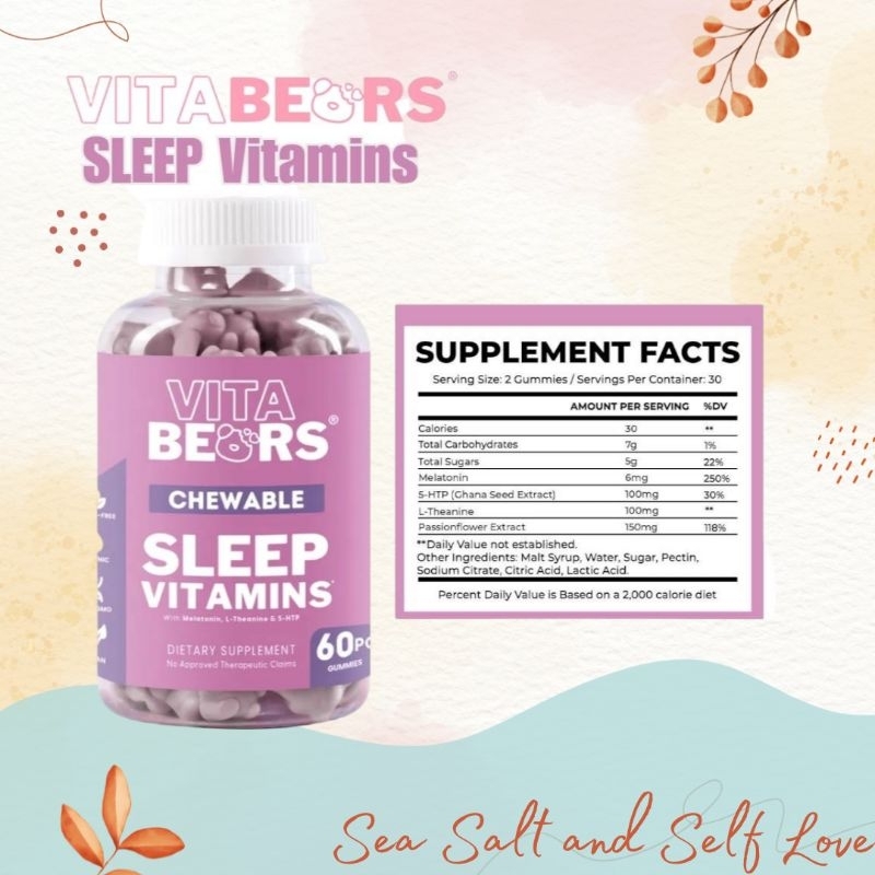 Vitabears Sleep Vitamins Melatonin Ltheanine Gummies Gummy Supplements