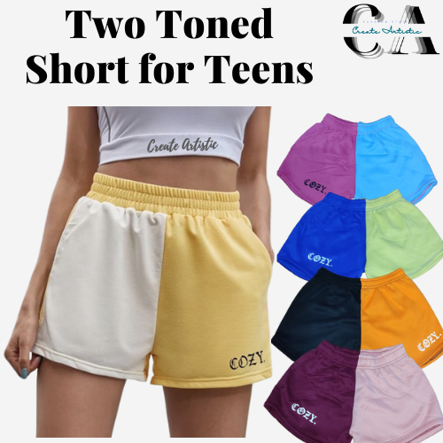 TWO TONED COTTON BRUSH SHORT | Shopee Philippines