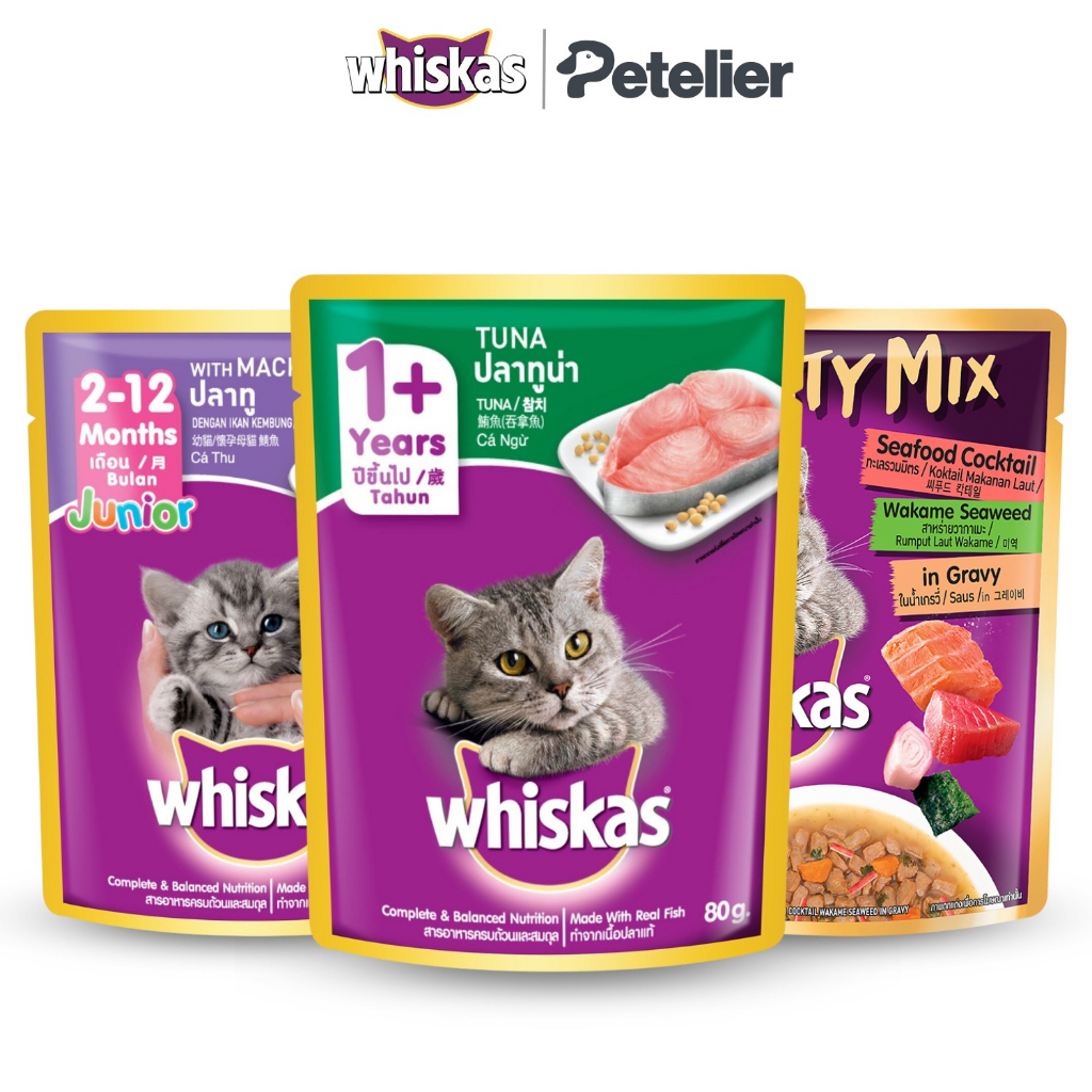 Whiskas Wet Cat Food 80g Pouch Adult/Kitten Tasty Mix 70g Shopee