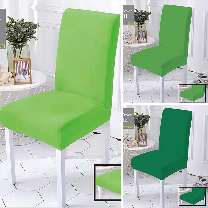 1PCS Green Chair Cover Solid Color Simple Type Elastic Dining Seat