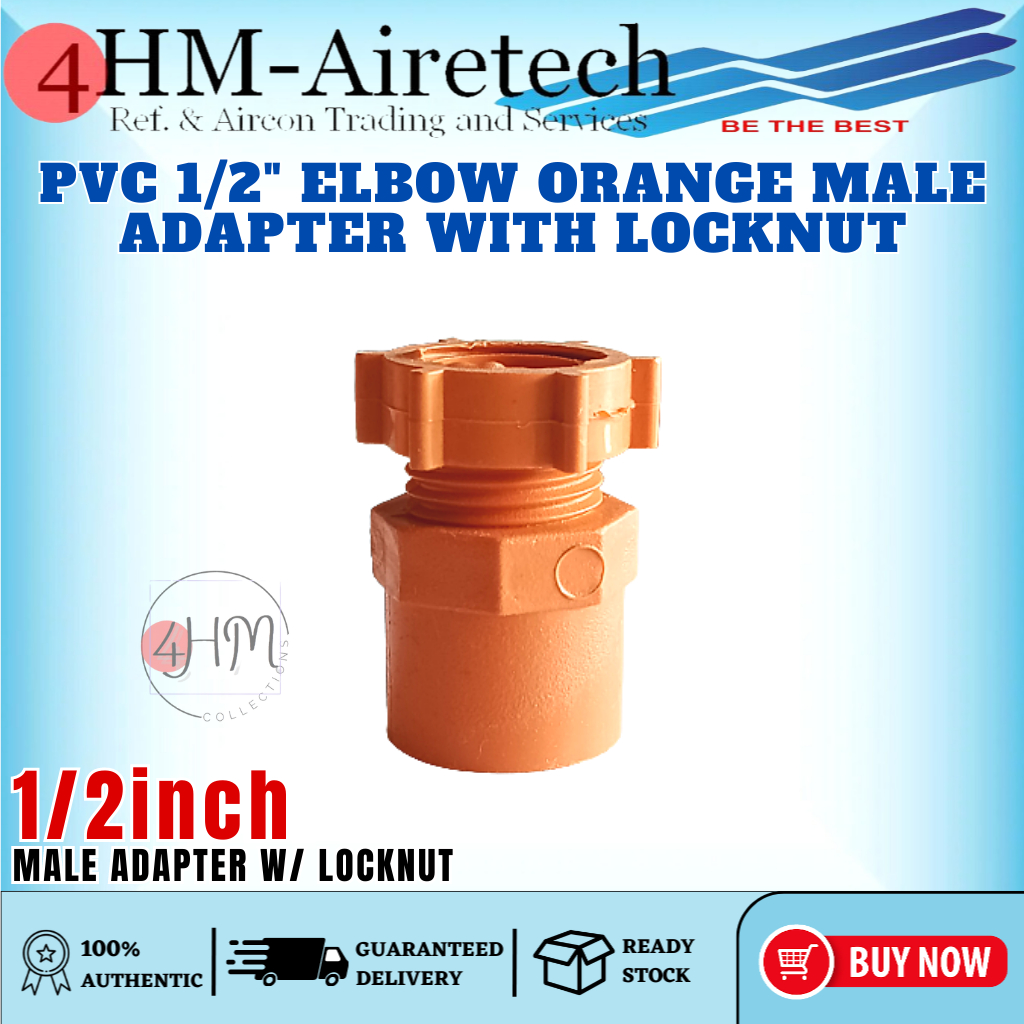 FOURHM ORANGE 1/2" PVC Electrical Male Adapter with Locknut ( SOLD PER PIECE ) Shopee Philippines