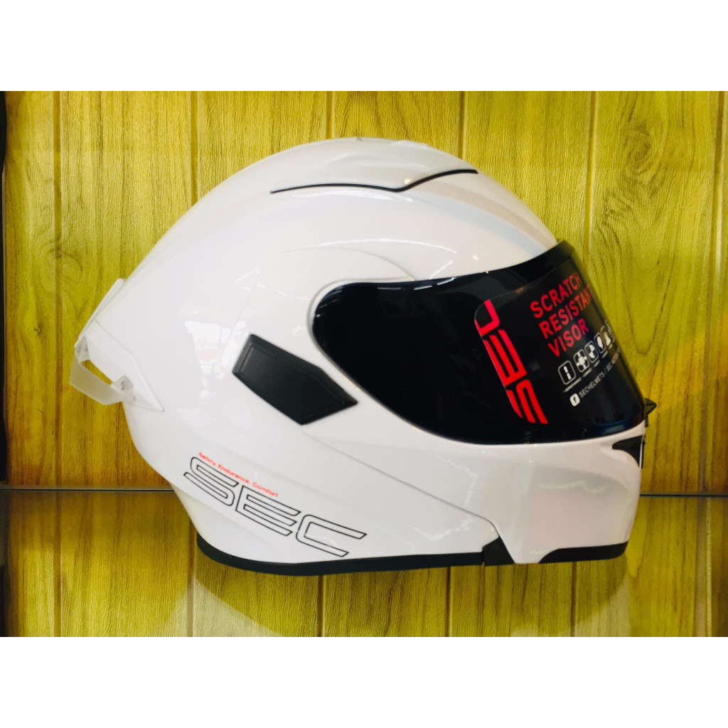 SEC Whirlwind Solid Matte/Gloss Modular Helmet (Free Visor and Spoiler