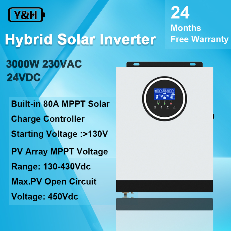 Y&H 3KW Solar Hybrid Inverter DC24V To AC230V, Off-Grid Pure Sine Wave ...