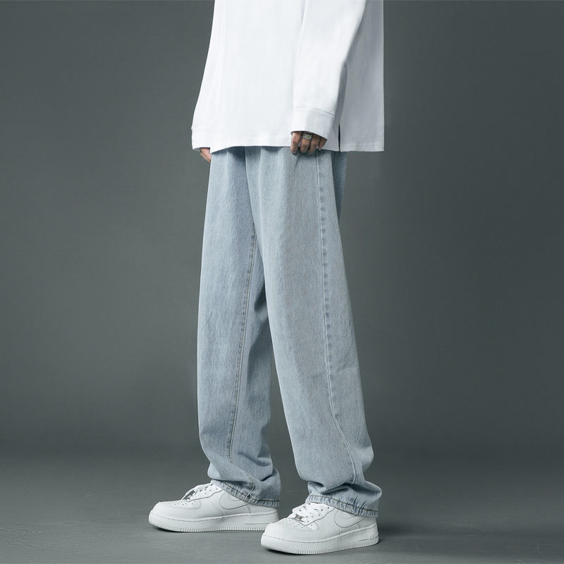 Blue Denim Pants For Men Baggy Maong Pants Men Straight Cut Wide Leg ...