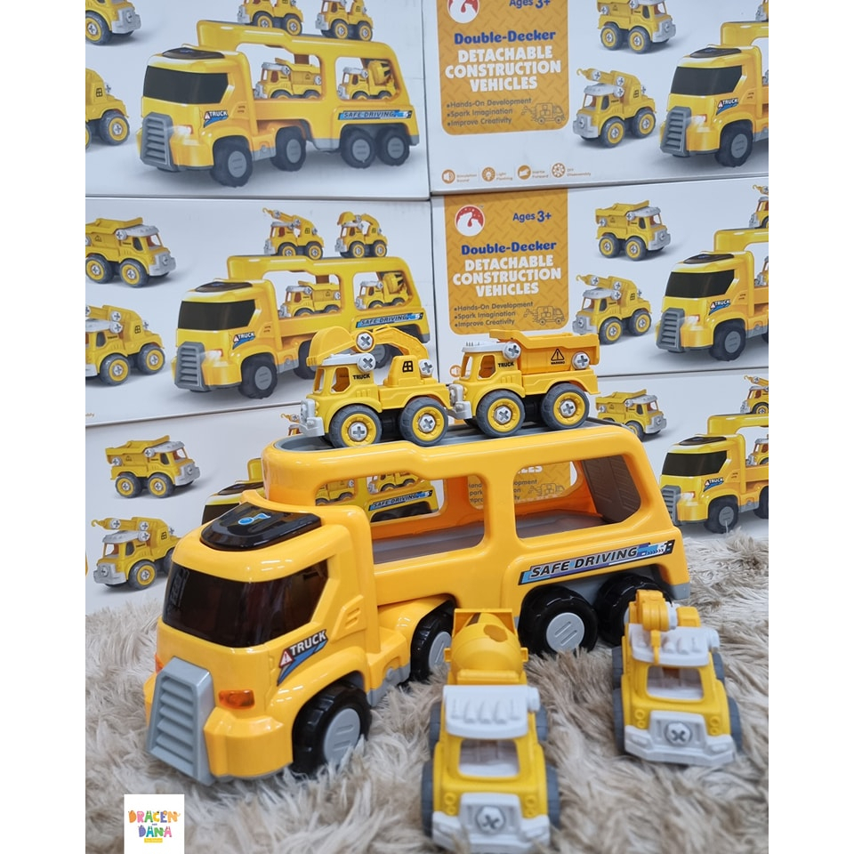 Double Decker Construction Vehicles Toy for Kids