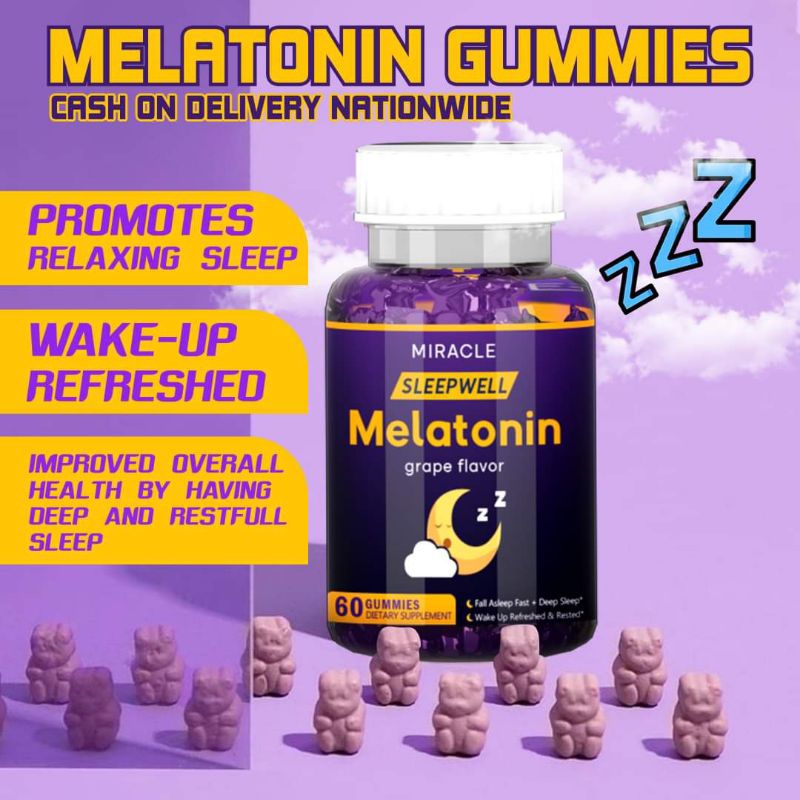 Miracle Sleepwell Melatonin ( 60 Grape Flavored Gummies) Shopee