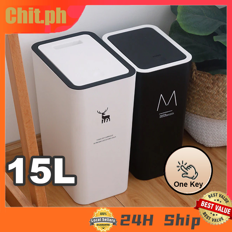 CHIT Nordic Trash Can with Cover Large Trash Bin Garbage Bin for Kitchen Shopee Philippines