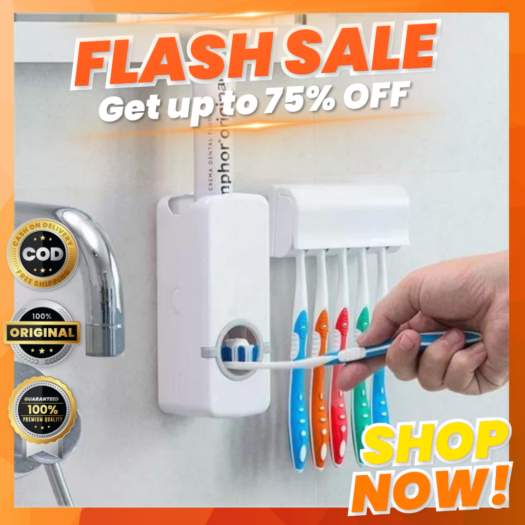 Original Automatic Tooth Brush Toothpaste Dispenser 5 Toothbrush Holder ...
