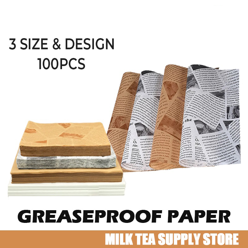 100pcs Greaseproof Food Paper/Food LinerBurger Wax Paper Wrapper