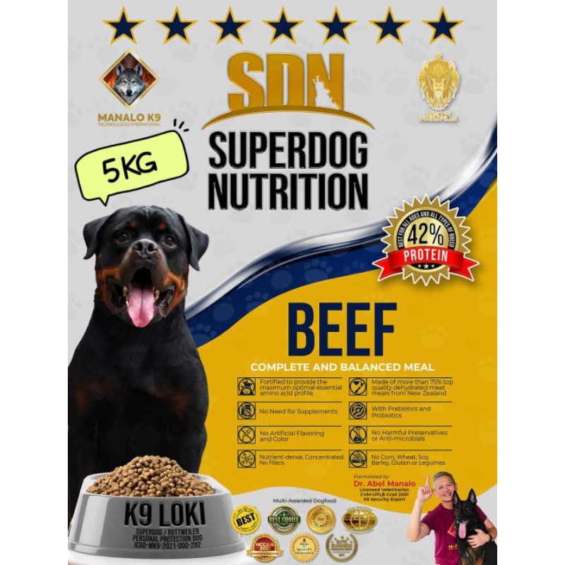 5KG SDN BEEF 42% PROTEIN SUPERDOG NUTRITION DOGFOOD | Shopee Philippines