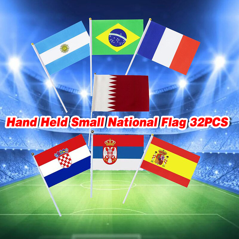 32Pcs Hand Held Flags with World Cup 32 Countries Small Hand National ...