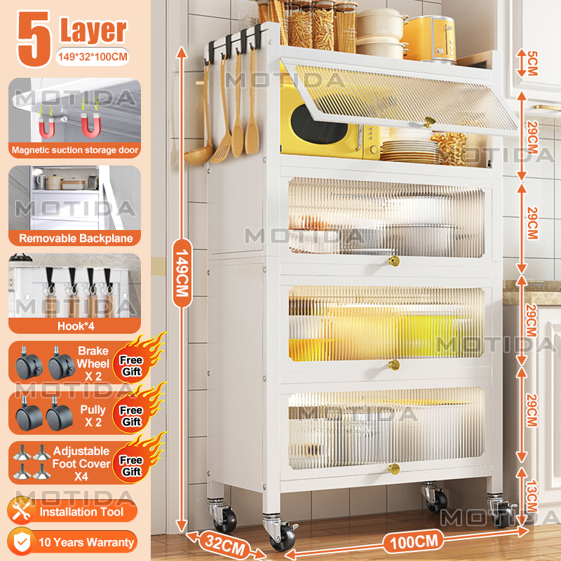 Kitchen Racks Pull-out Storage Cabinet rack Enclosed Dish Racks Multi ...