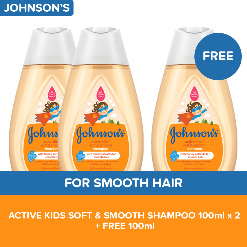 Johnson's Active Kids Soft & Smooth Baby Shampoo 100ml Buy 2 Get 1 FREE