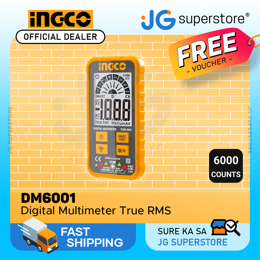 INGCO DM6001 Digital Multimeter Electrical Test Tool True RMS 6000