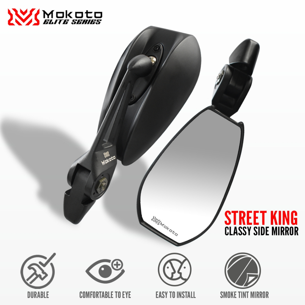 MOKOTO ELITE SERIES STREET KING SIDE MIRROR SLIGHTLY SMOKE WITH EYE