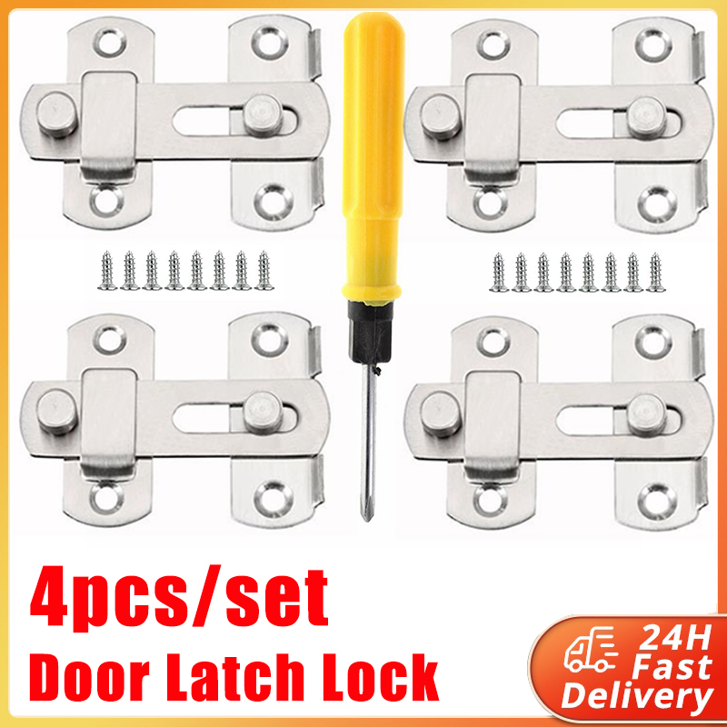 4pcs/set Stainless Steel Safety Hasp Door Lock for Bathroom Door Catch ...