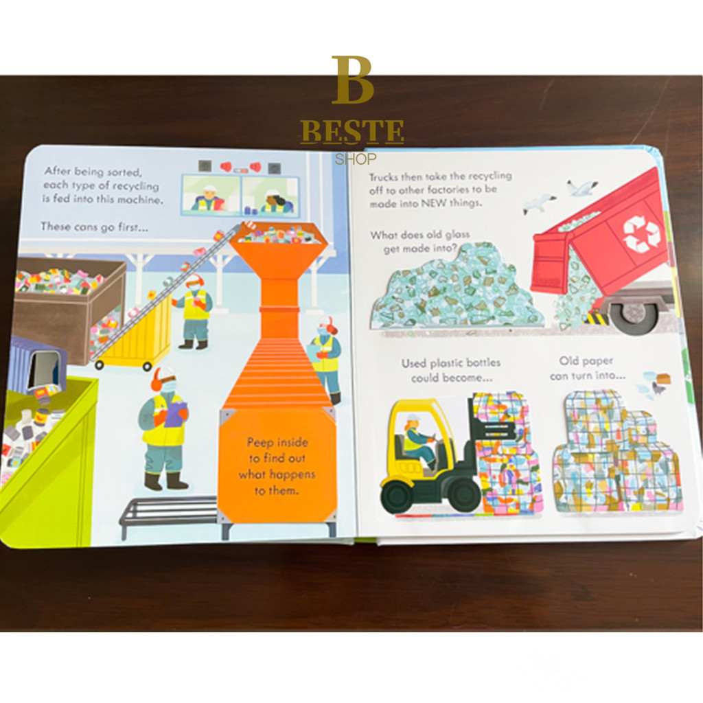 Usborne Peep Inside How A Recycling Truck Works English Educational 3D ...