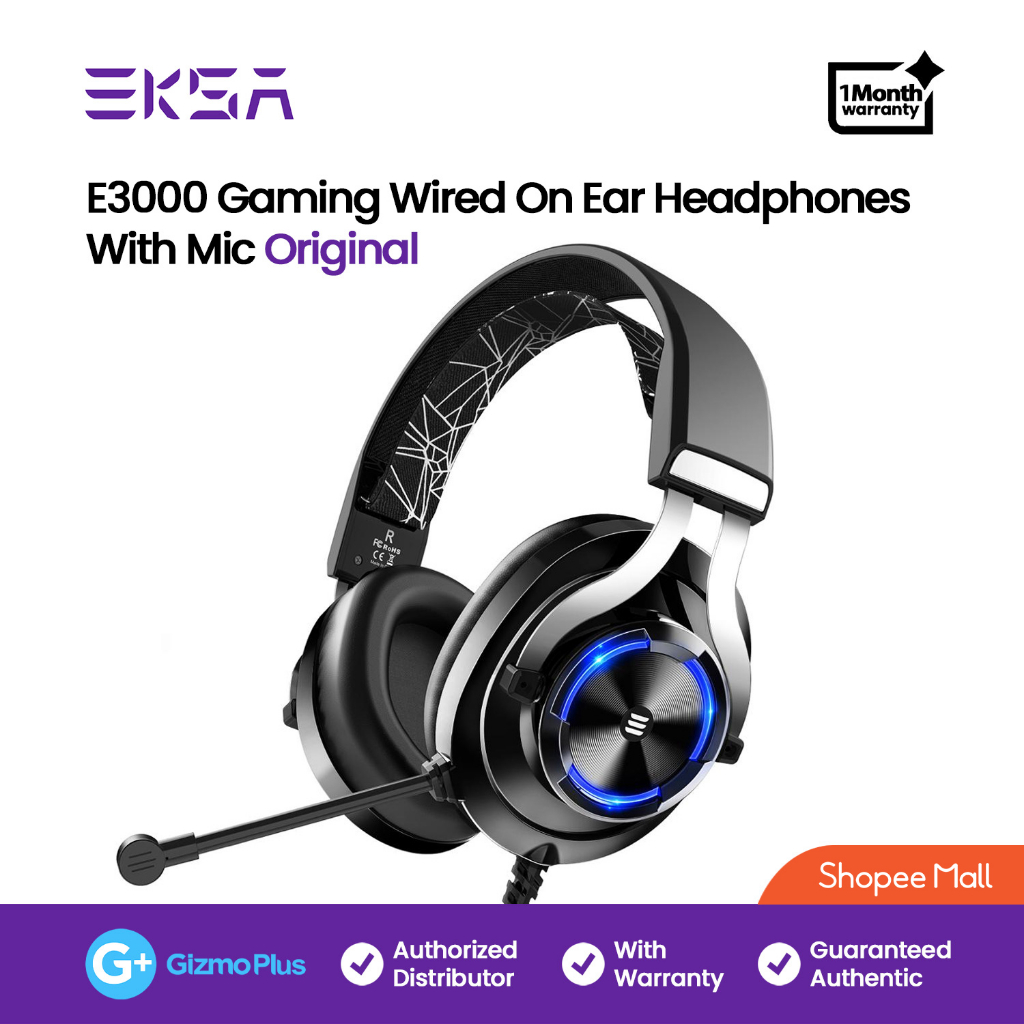 EKSA E3000 Gaming Headset Ear Wired Headphone 3.5mm Double Jack Headphones With Mic For PC PS4