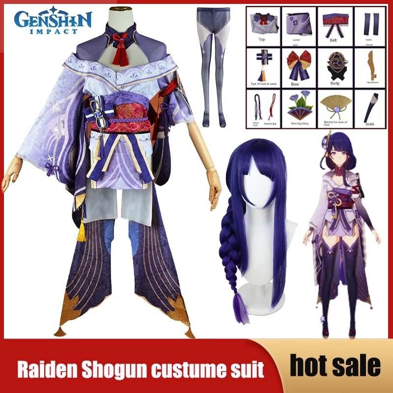 Genshin Impact Anime Cosplay Raiden Shogun Girl Halloween Costume for ...