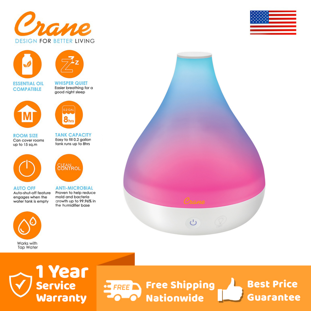 Crane Personal Ultrasonic Cool Mist Humidifier w/Aroma Diffuser for