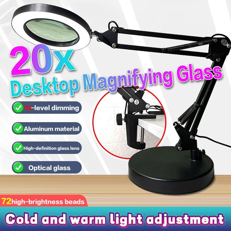 magnifying glass with light 20x magnification Adjustable warm&cool
