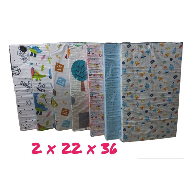 CRIB FOAM URATEX BLUE WITH NON FADING COTTON COVER PRINTED AND MINIMALIST PREMIUM CUTE DESIGNS