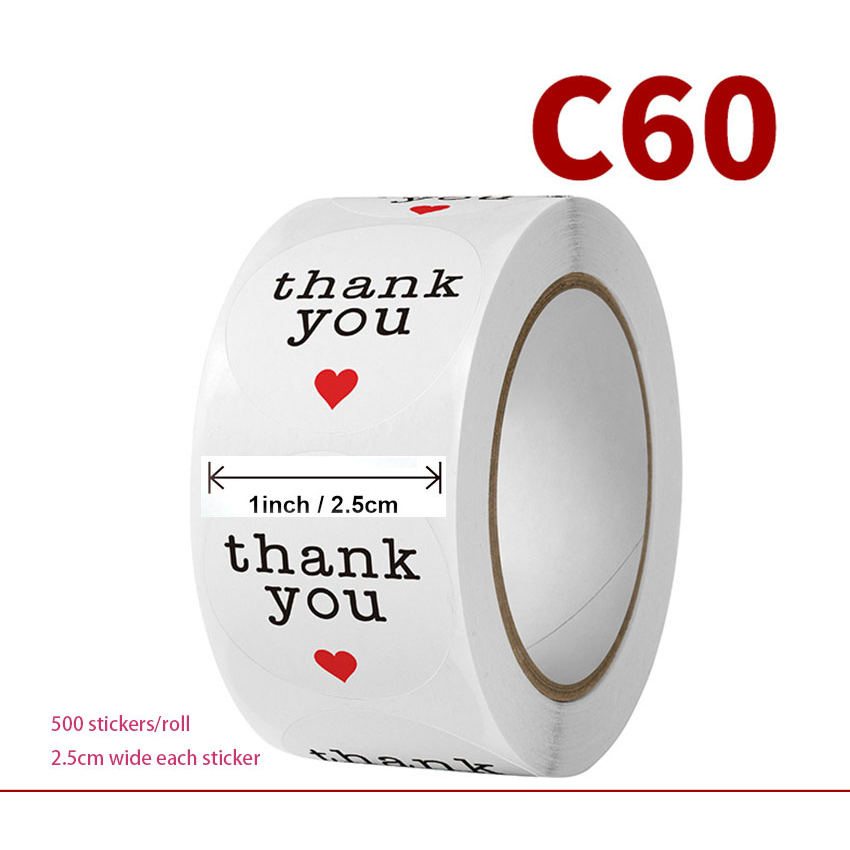 2.5CM 1Roll 500pcs Thank You pink tape Round Seal Sticker Tags Packing ...