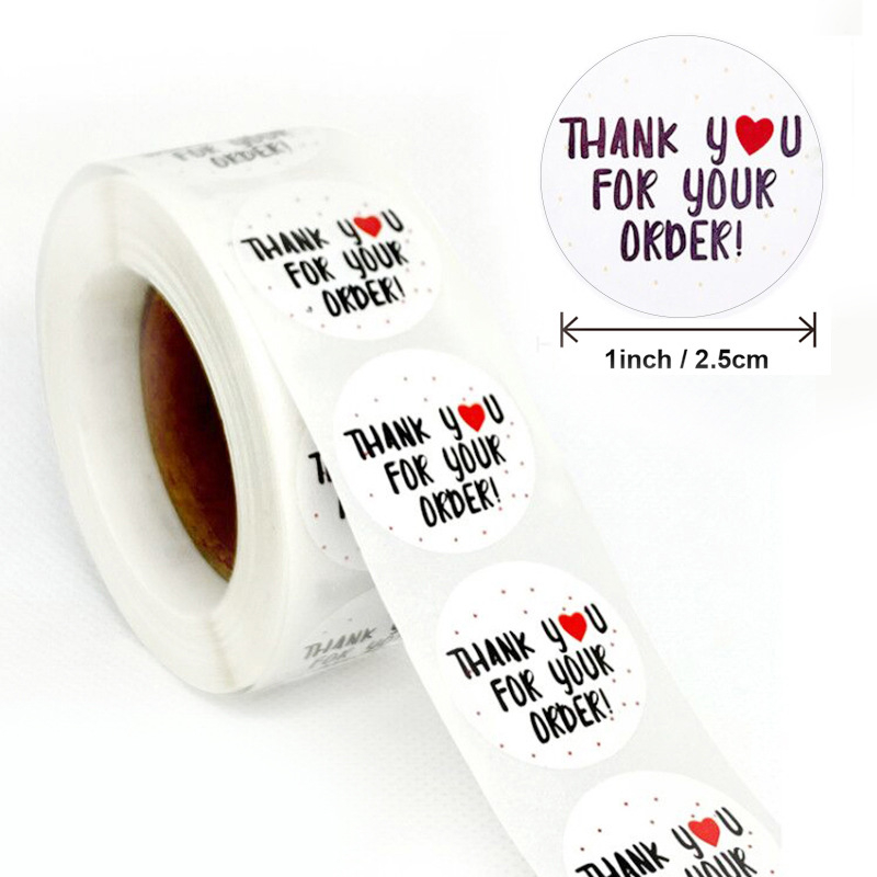 2.5CM 1Roll 500pcs Thank You pink tape Round Seal Sticker Tags Packing ...