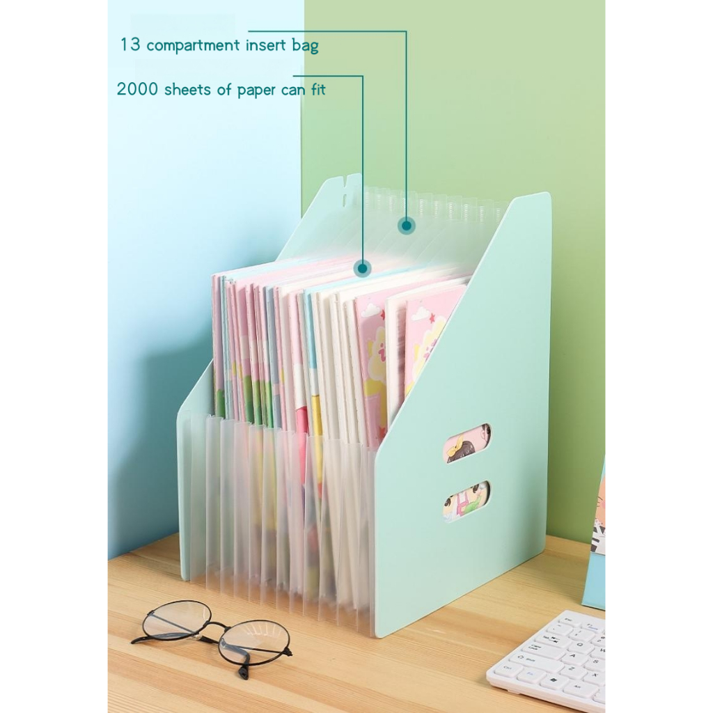 A4 Expandable File Holder Organizer Standing Slanted Folder Organizer ...