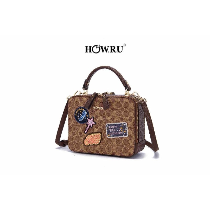 HOW R U HAND BAG SLING BOX TYPE WITH PATCHES | Shopee Philippines