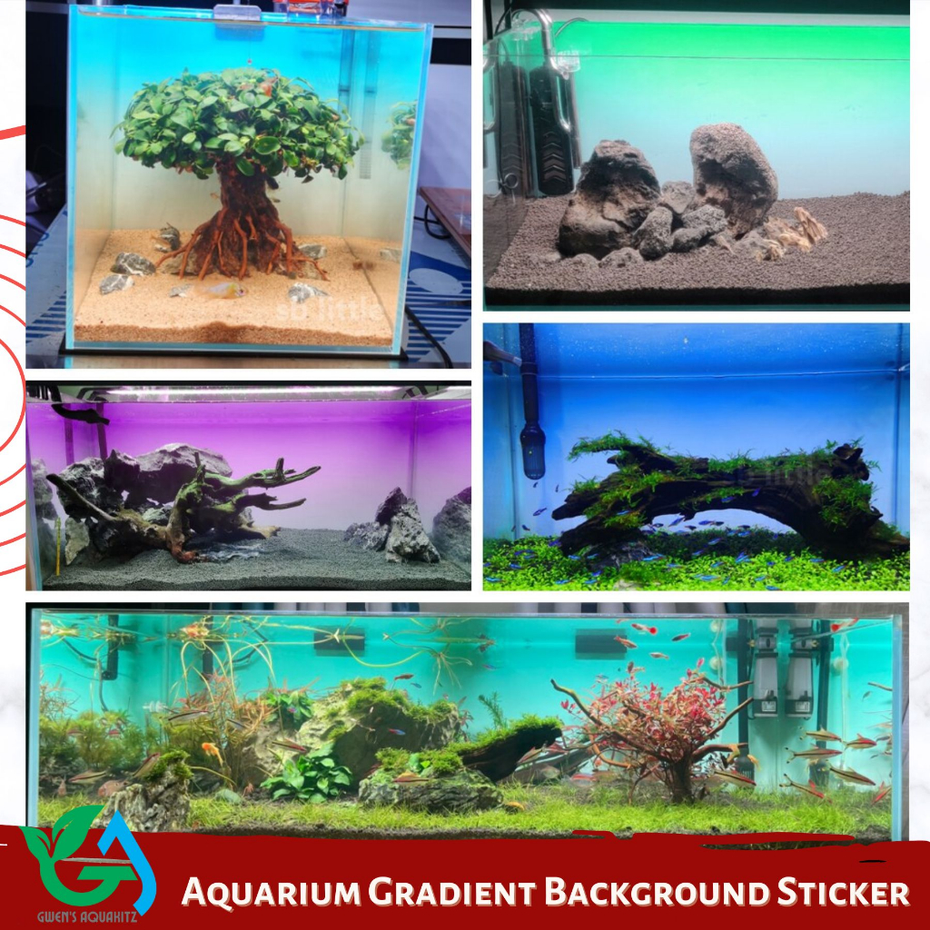 Aquarium Gradient Vinyl Background Sticker for 2.5 to 50 gallons