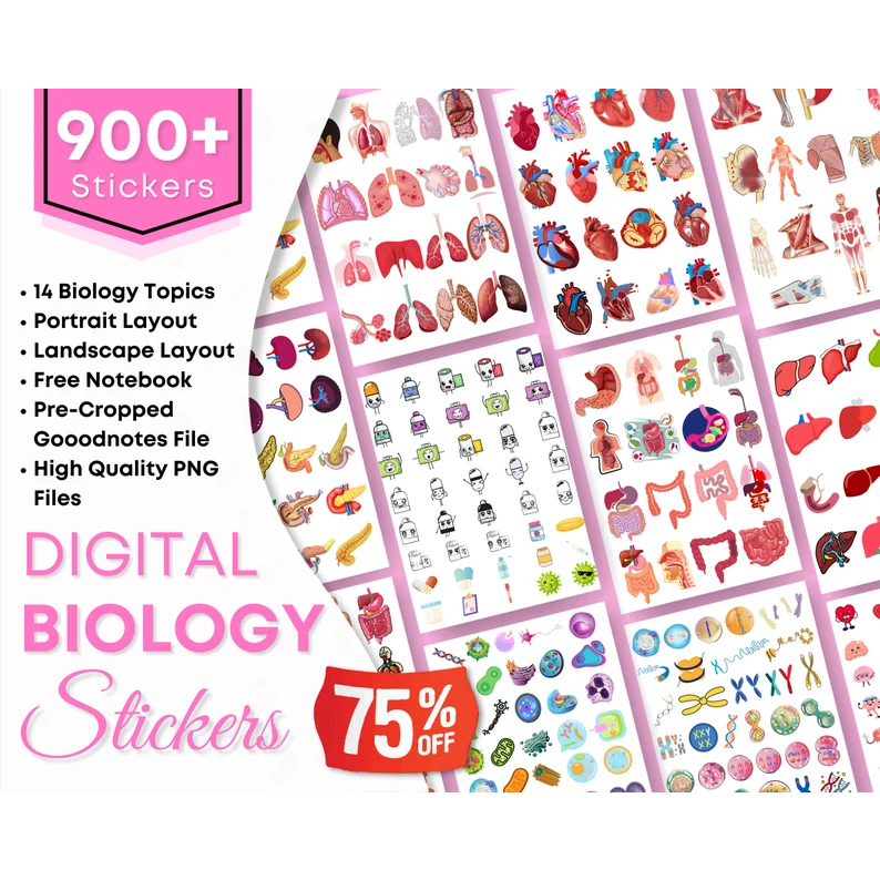Biology & Anatomy Digital Stickers GoodNotes Notability PNG File NoteTaking