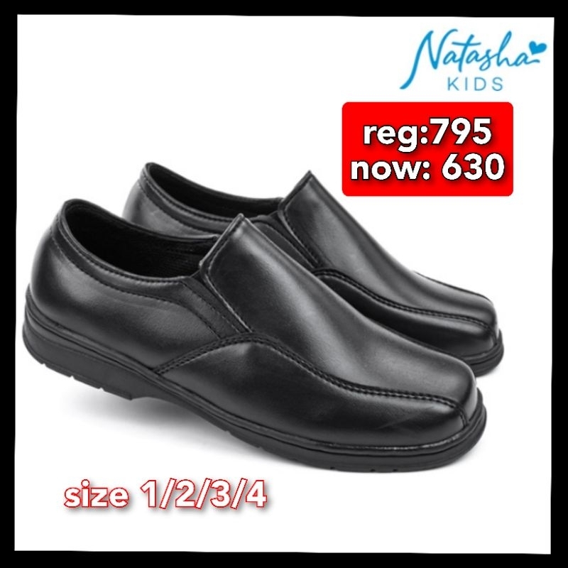 natasha pre-teen boy school shoes, black slip-on shoes size 1/2/3/4 ...