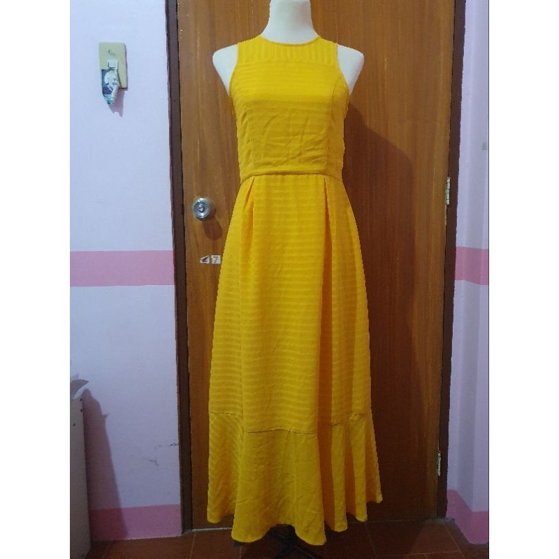 Yellow long dress (Pre Loved) Shopee Philippines