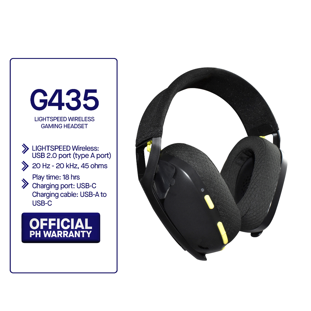 Headset Logitech G435 Lightspeed Wireless Gaming Preto