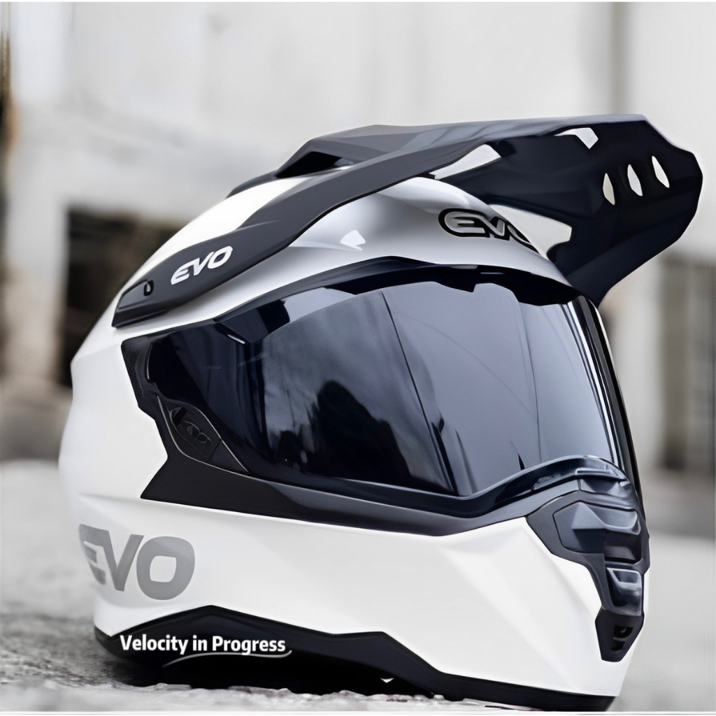 EVO Dx7 Plain Dual Sport Full Face Helmet With Free Clear Lens