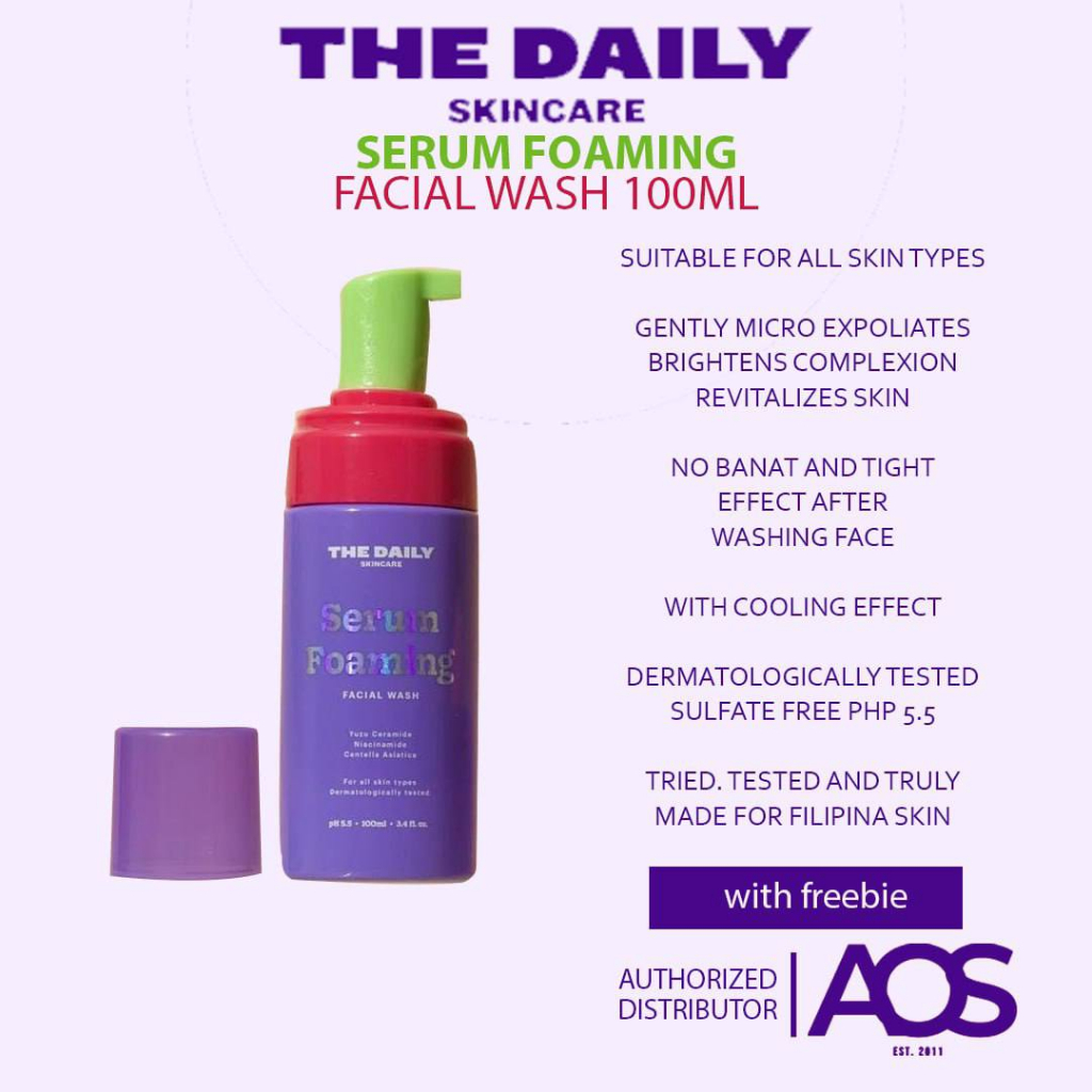 AOS The Daily Skincare Serum Foaming Facial Wash Dermatologically ...