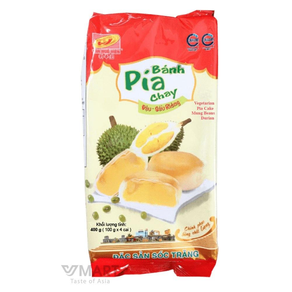 Tân Huê Viên Mung Bean Durian Vegetarian Pía Cake 400g 100gx4pcs