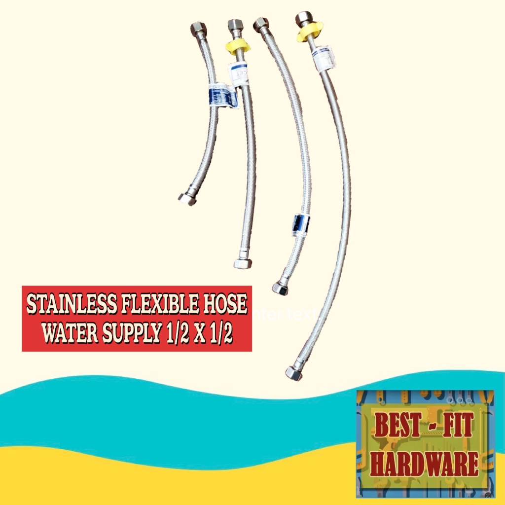 STAINLESS FLEX / FLEXIBLE HOSE WATER SUPPLY 1/2 x 1/2 - 12 / 16 / 18 ...