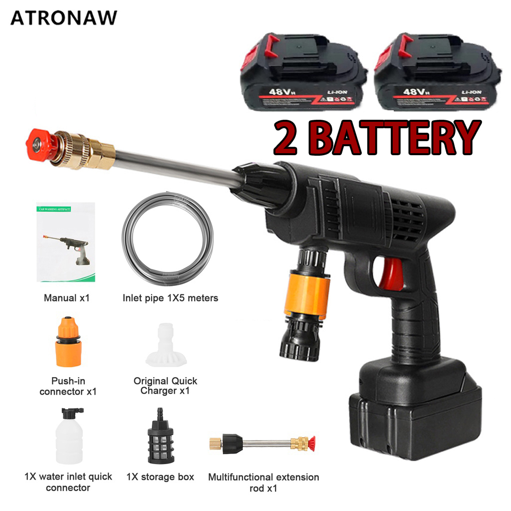 ATRONAW Portable Wireless High Pressure Car Washer 48V Lithium Battery ...