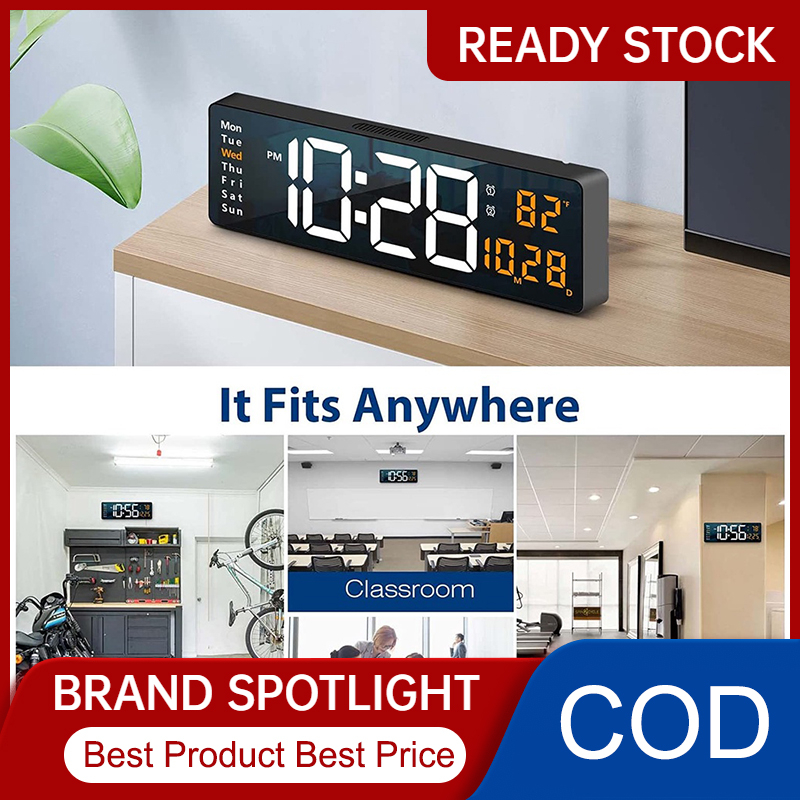 Large Digital Wall Clock Temperature Date Electronic Clock Backlight
