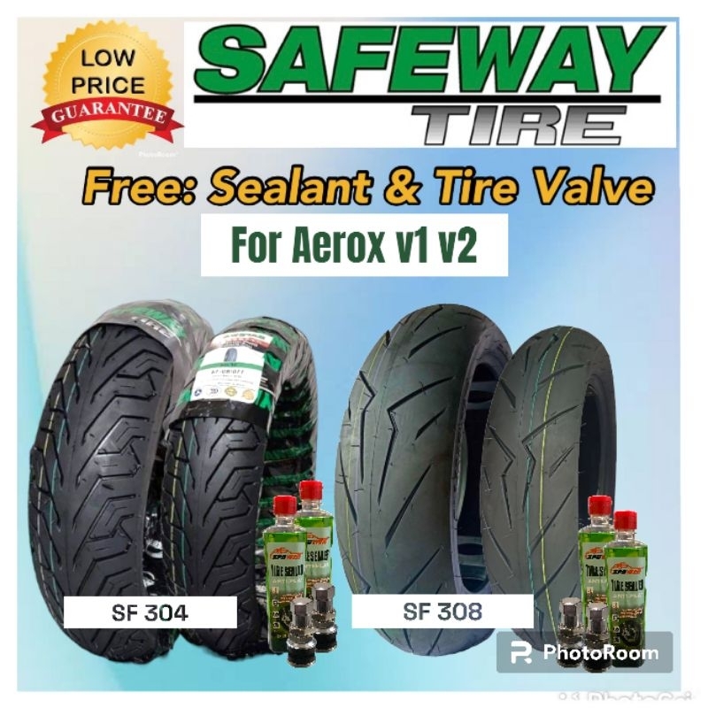 SAFEWAY TIRE FOR AEROX V1/V2 SET (Front&Rear)8ply Rating! ( Free